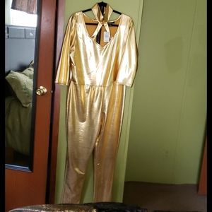 Ashley Stewart Metallic Gold Jumpsuit